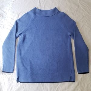 NWT Blue ribbed sweater with folded collar